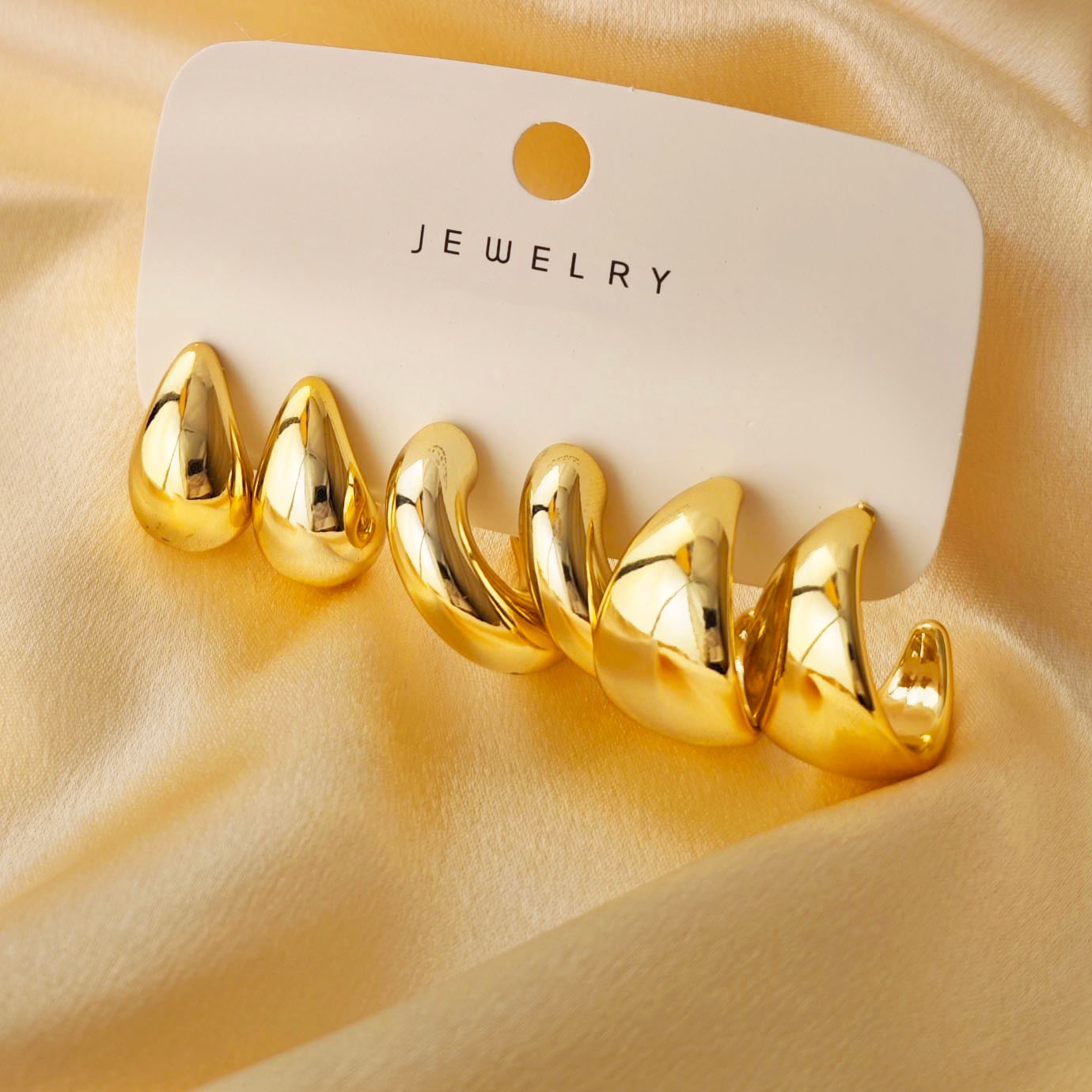 Minimalist C-Shaped Water Drop Earrings - 6pcs