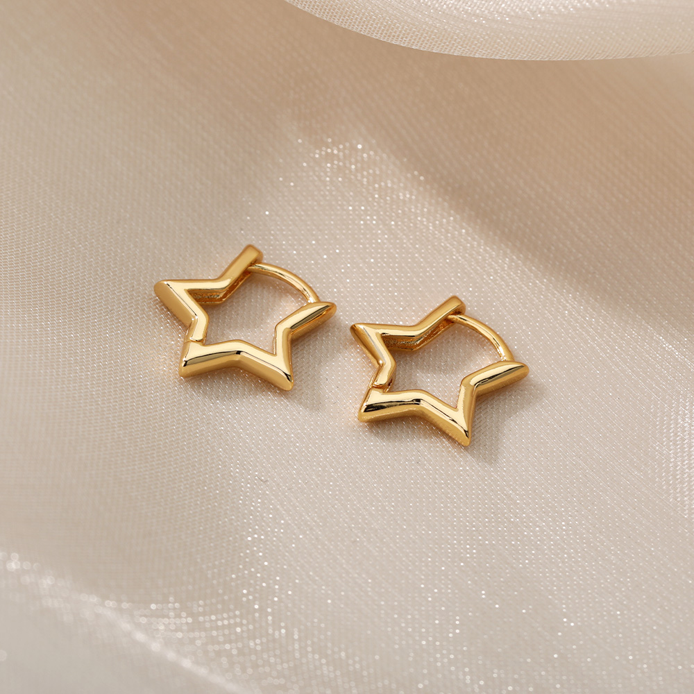 Minimalist Stainless Steel Star Hoop Earrings