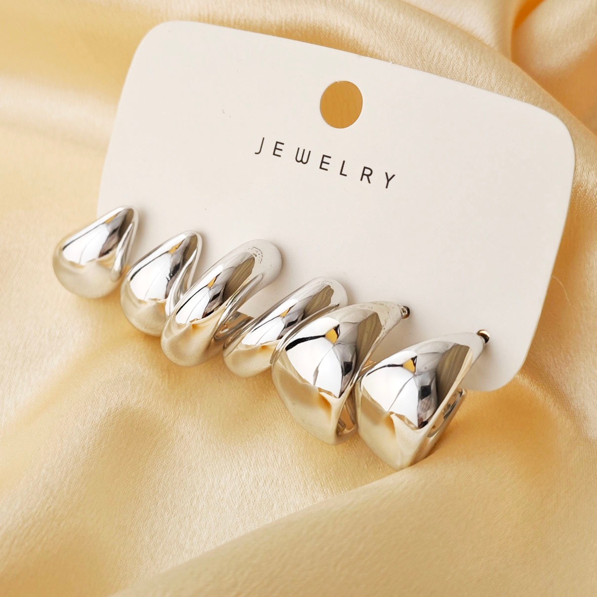 Minimalist C-Shaped Water Drop Earrings - 6pcs