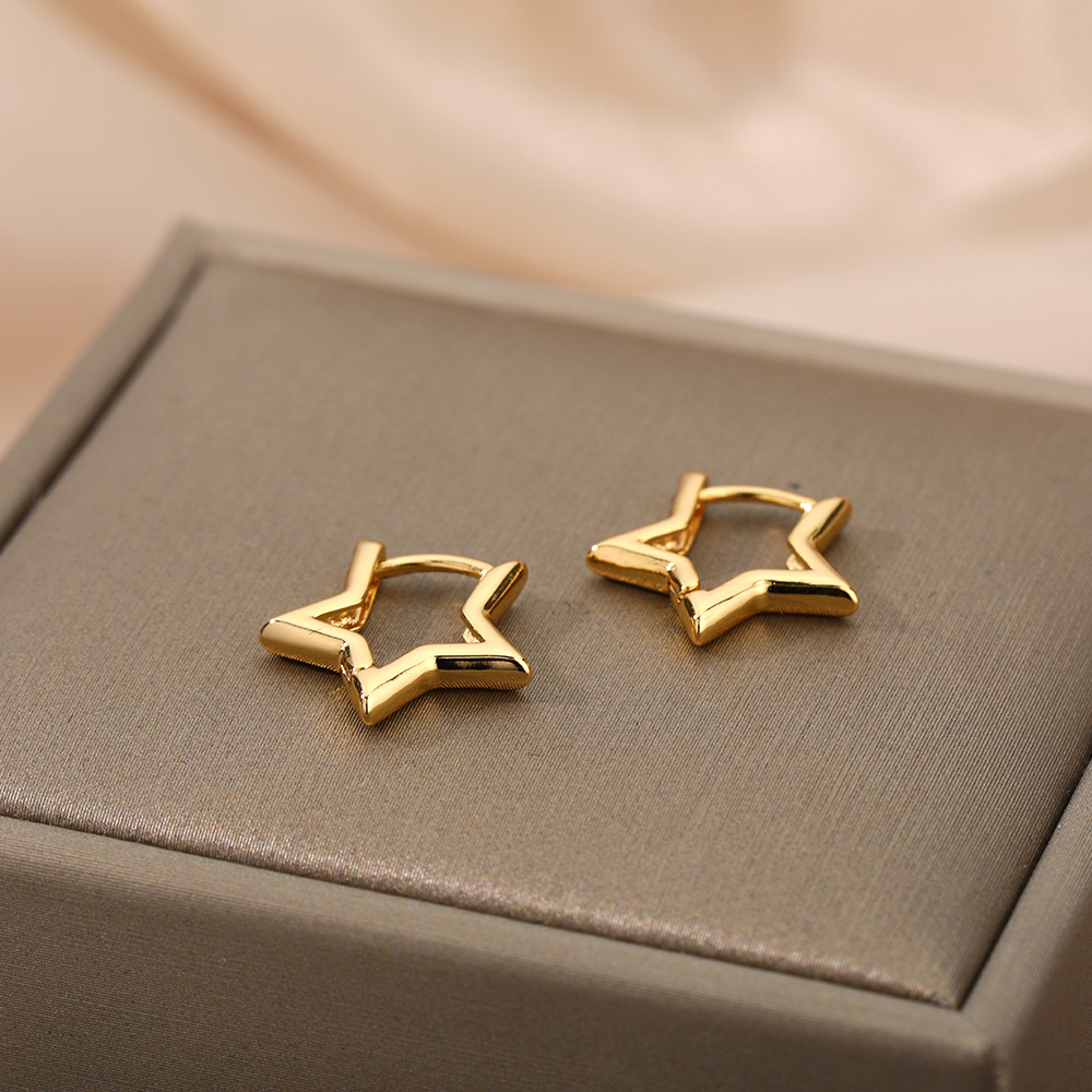 Minimalist Stainless Steel Star Hoop Earrings