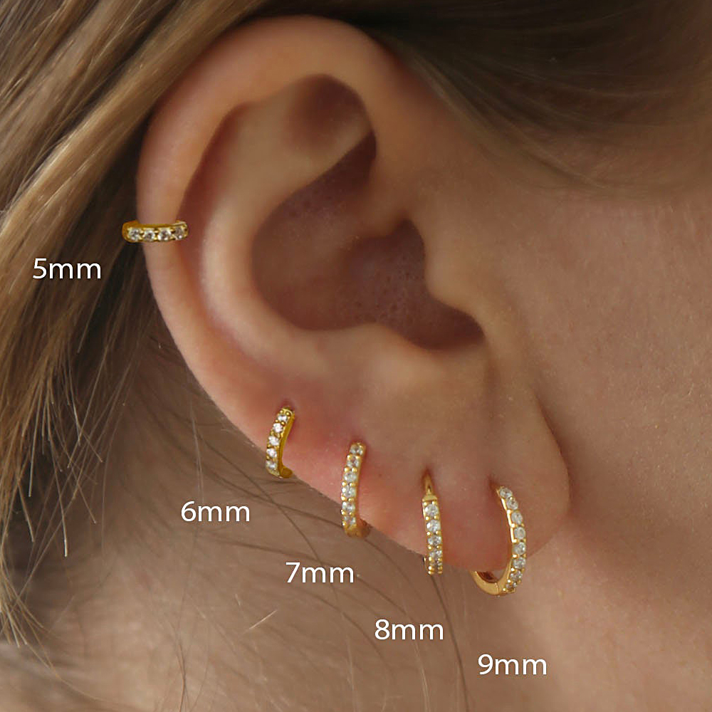 Minimalist Crystal Zirconia Hoop Earrings Pair