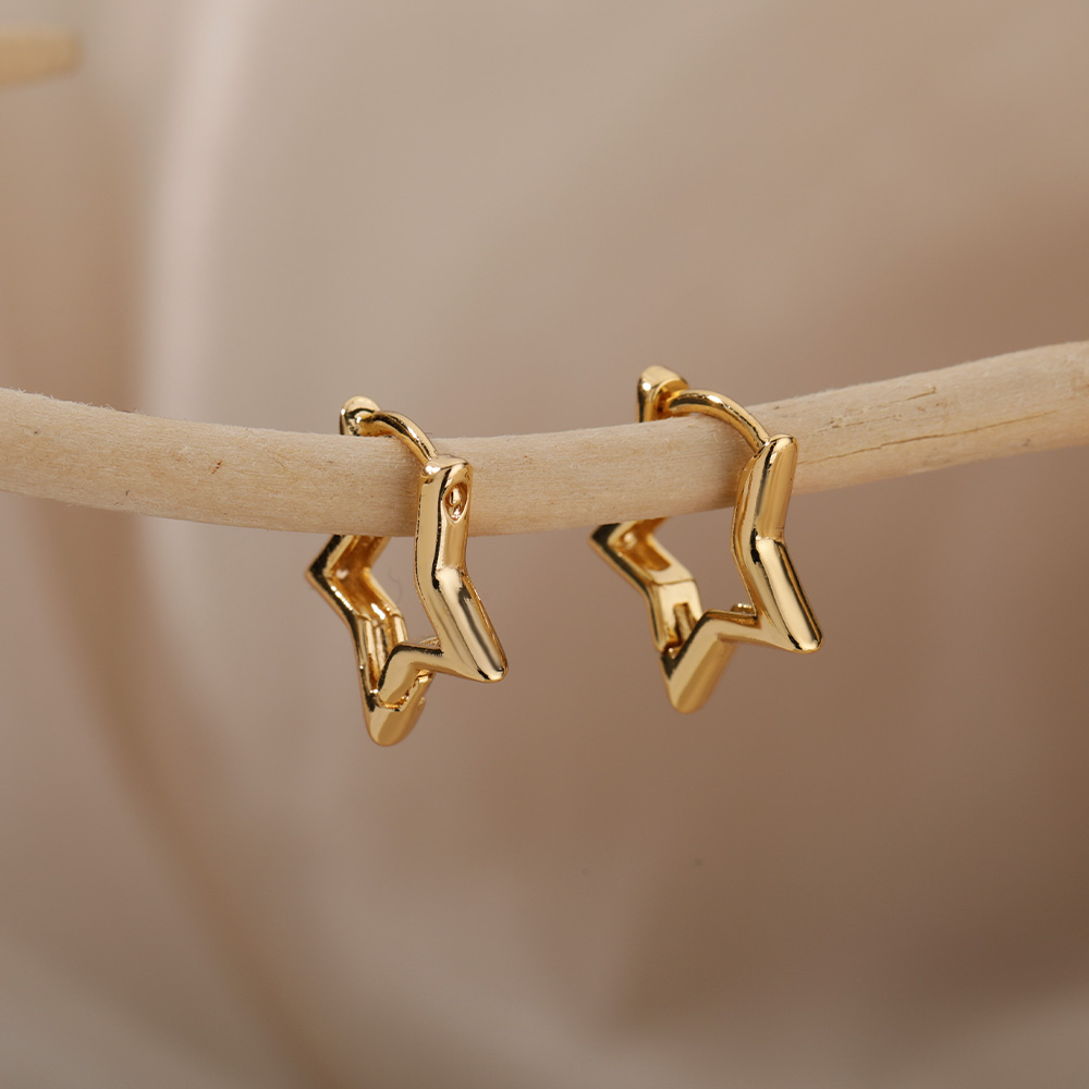 Minimalist Stainless Steel Star Hoop Earrings