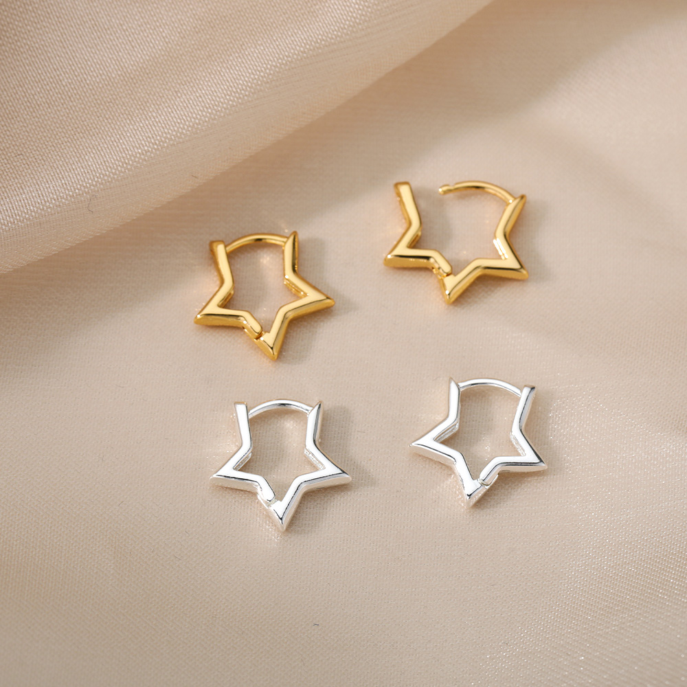 Minimalist Stainless Steel Star Hoop Earrings