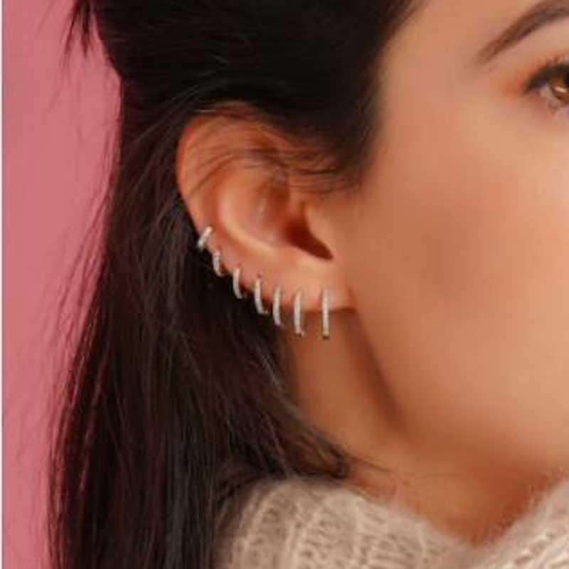 Minimalist Crystal Zirconia Hoop Earrings Pair