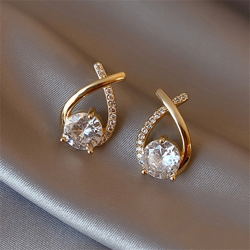 Elegant Crystal Cross Stud Earrings for Women