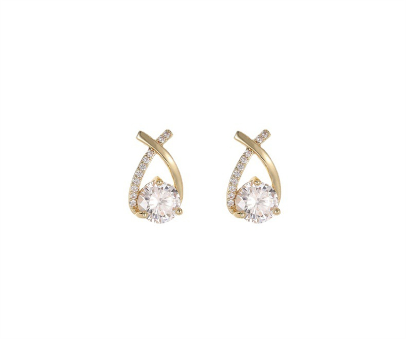 Elegant Crystal Cross Stud Earrings for Women