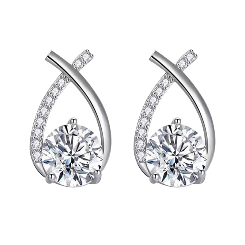 Elegant Crystal Cross Stud Earrings for Women