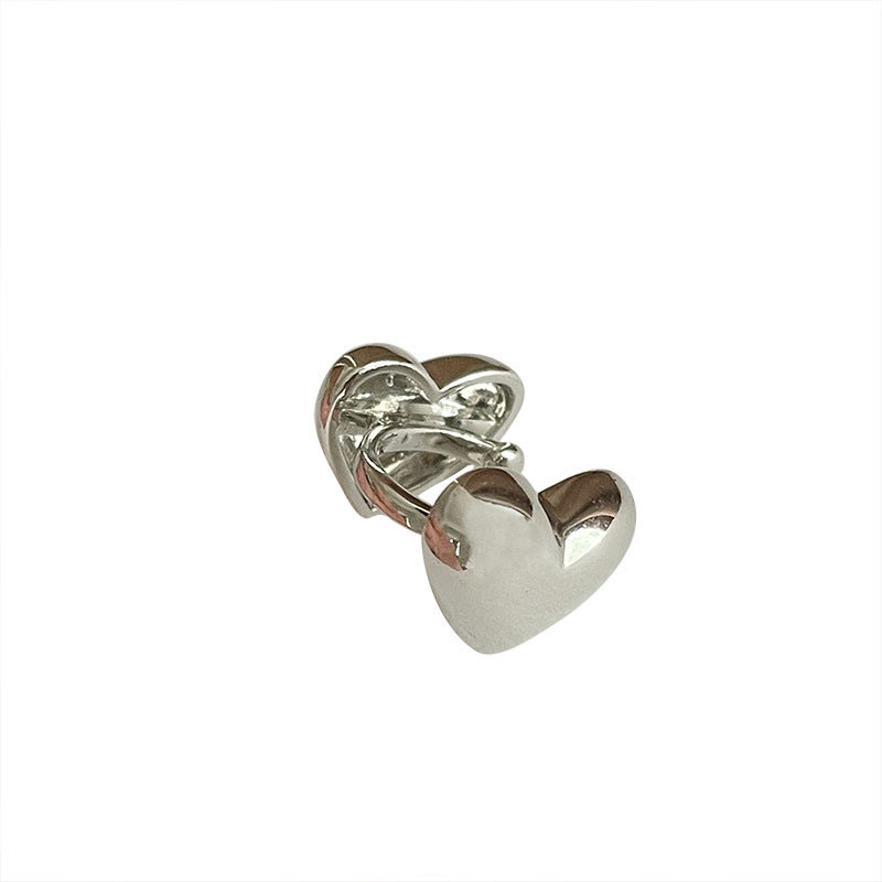 Vintage Silver Heart Clip Earrings for Women
