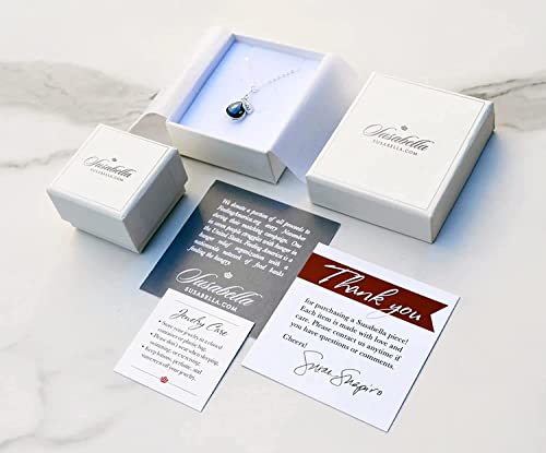 Blue Topaz Birthstone Necklace with Initial Pendant