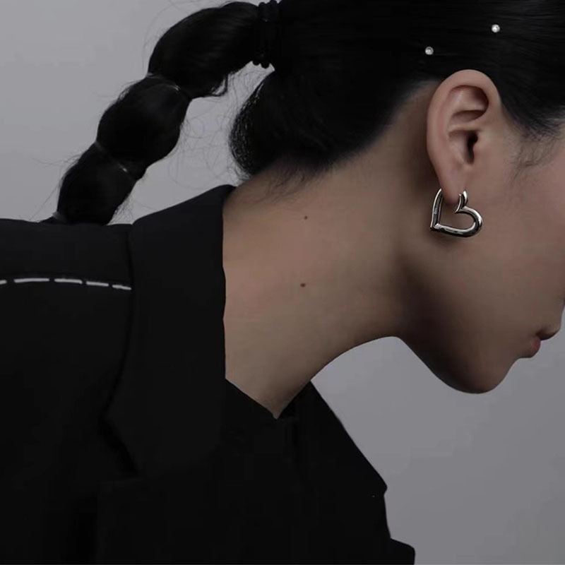 Vintage 925 Sterling Silver Heart Earrings for Women