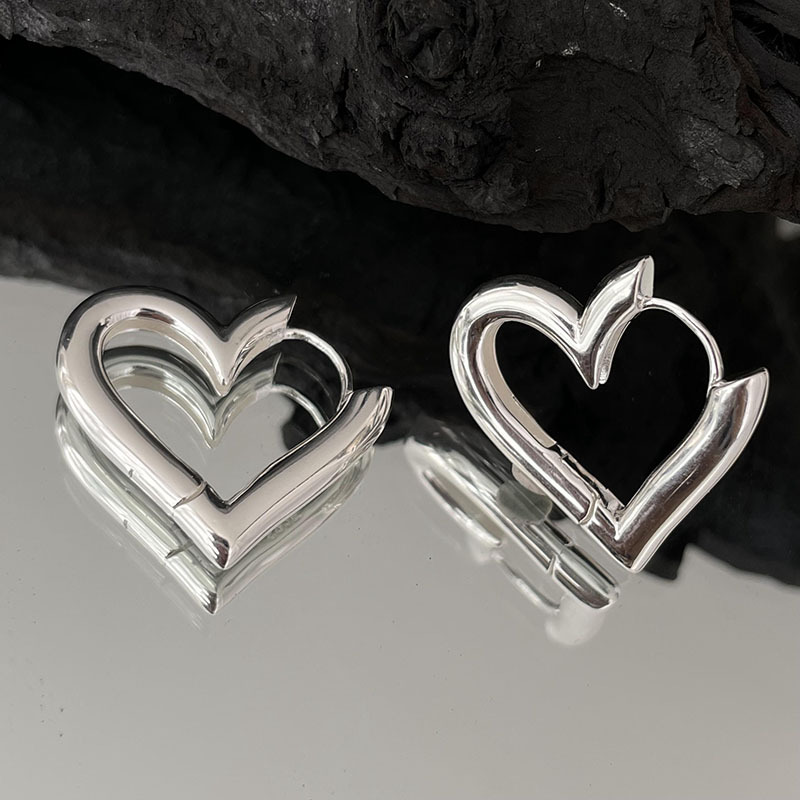Vintage 925 Sterling Silver Heart Earrings for Women