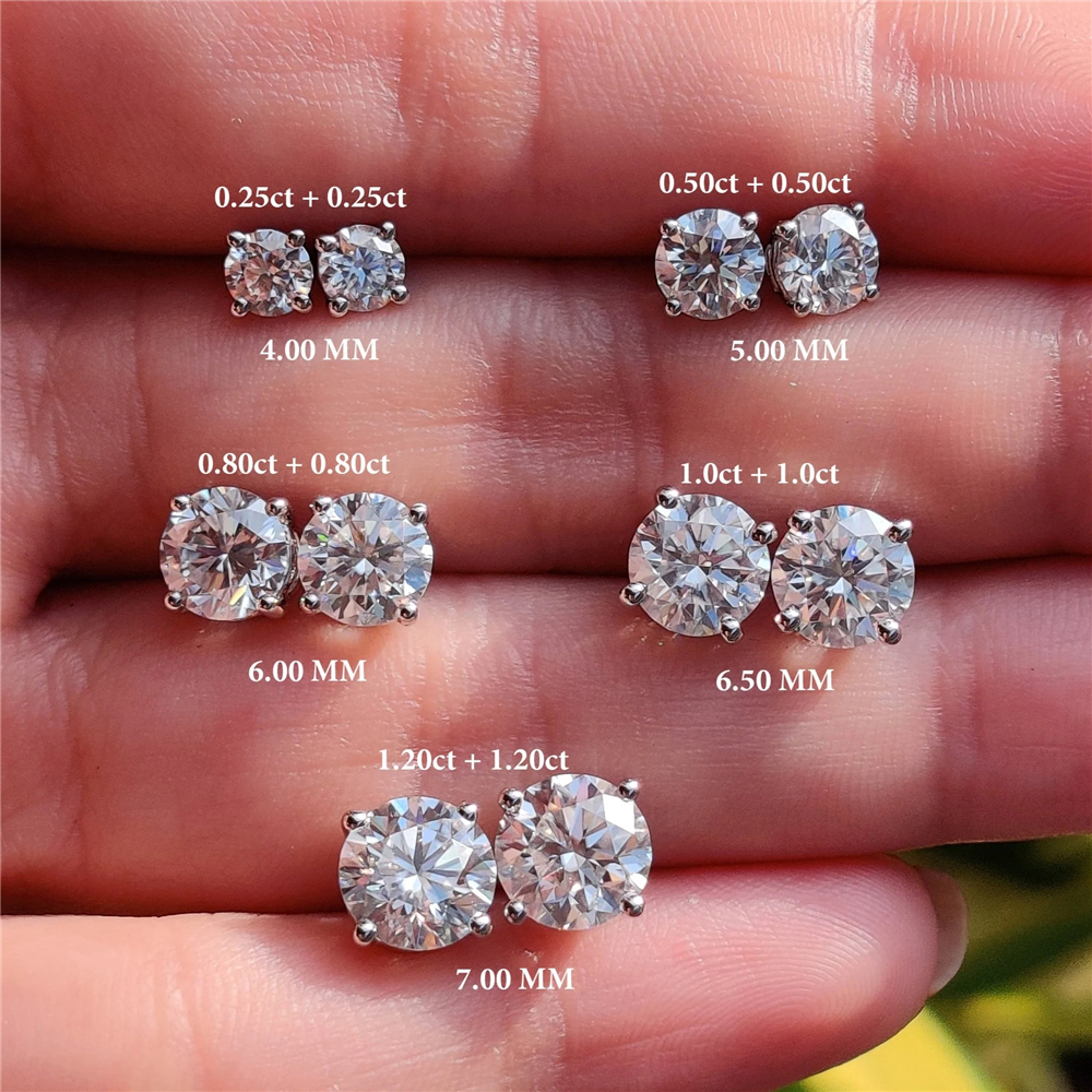D Color Moissanite Ear Studs in Sterling Silver