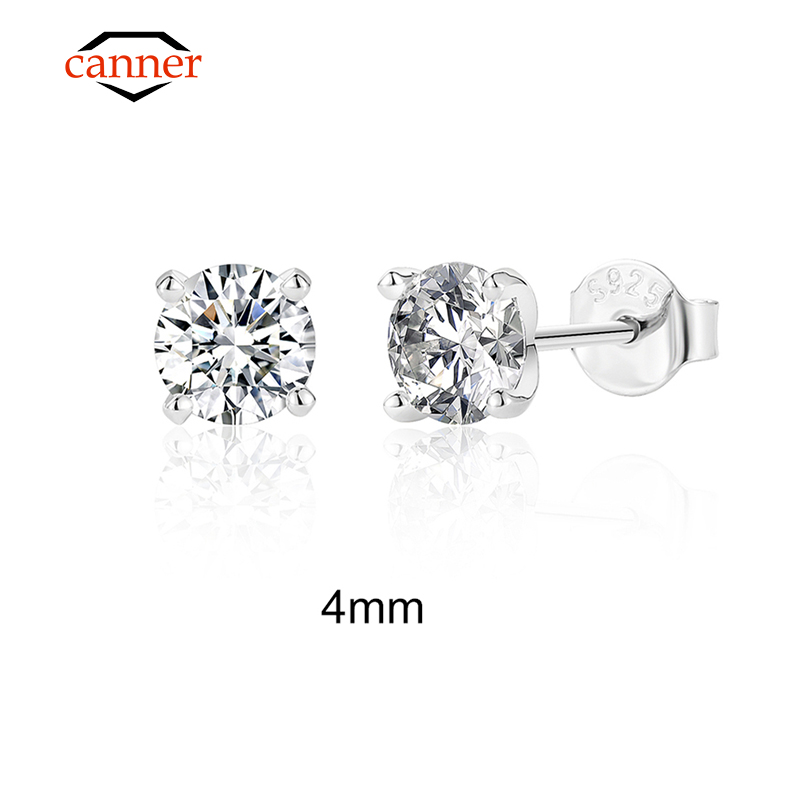 D Color Moissanite Ear Studs in Sterling Silver
