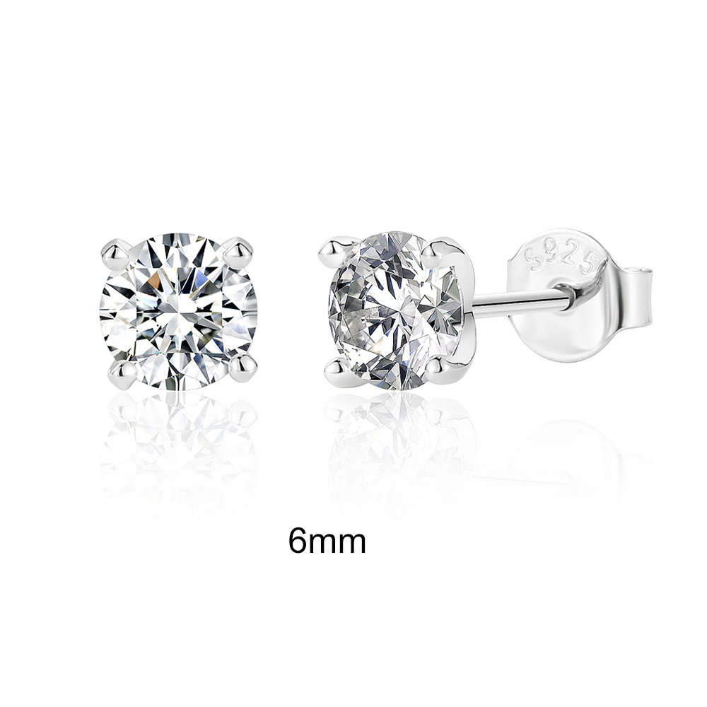 D Color Moissanite Ear Studs in Sterling Silver
