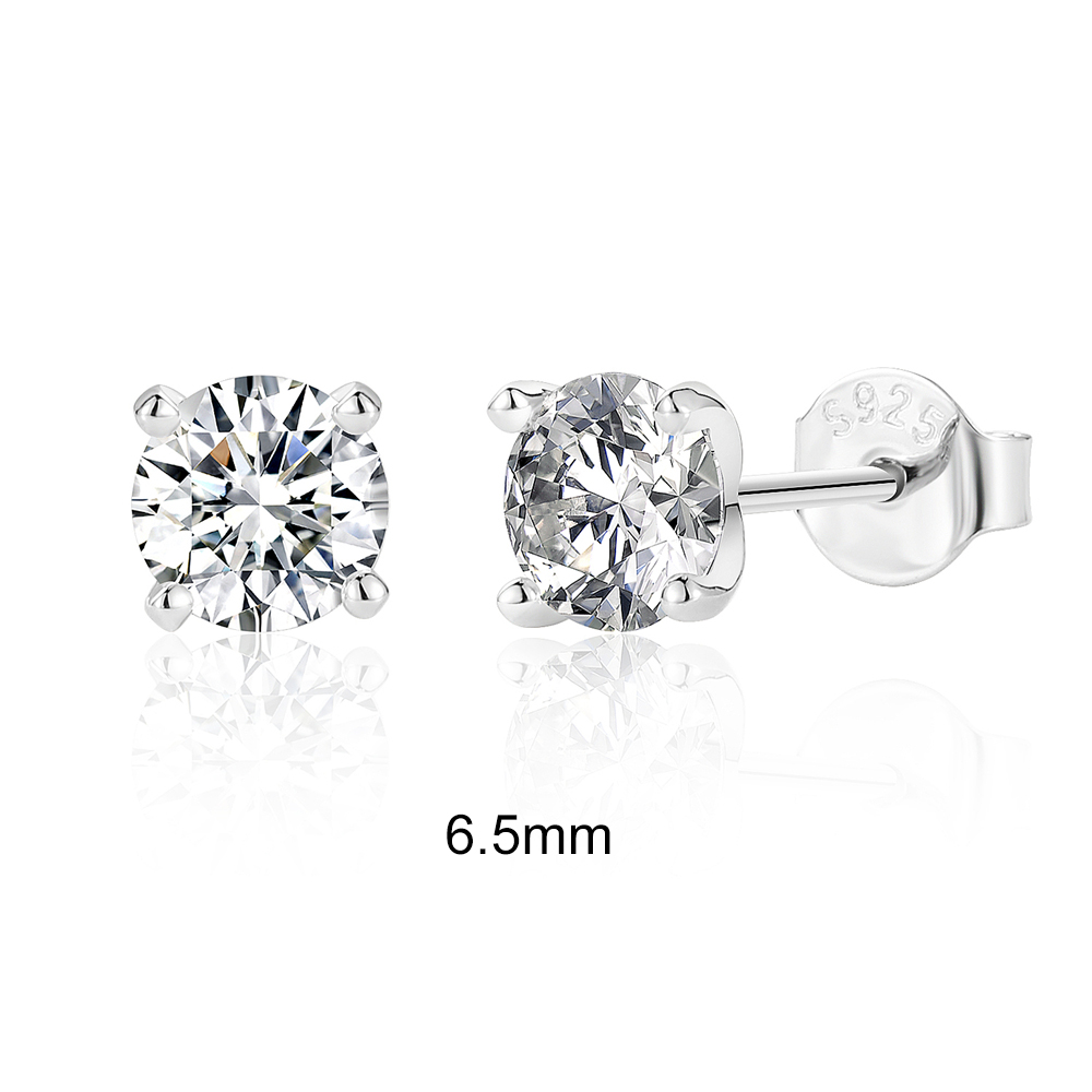 D Color Moissanite Ear Studs in Sterling Silver