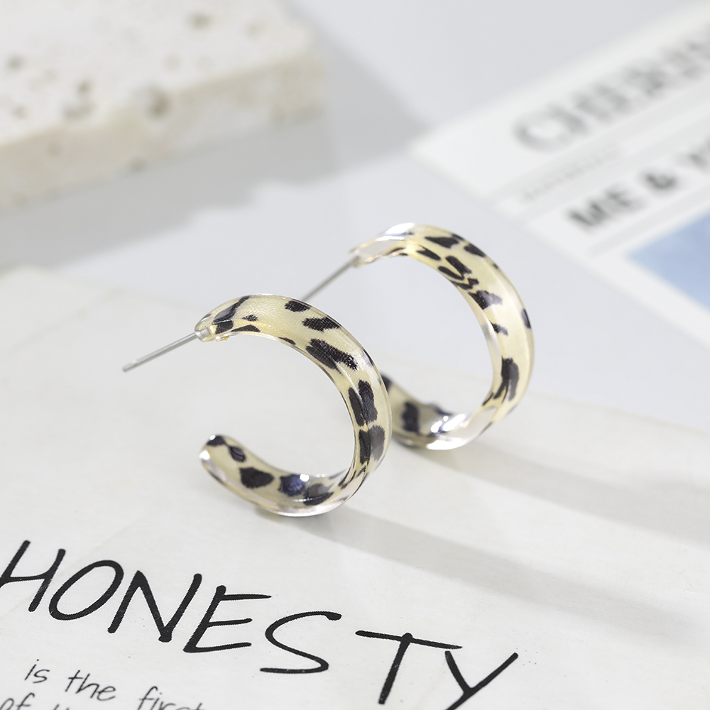 Korean Vintage Leopard Geometric Hoop Earrings