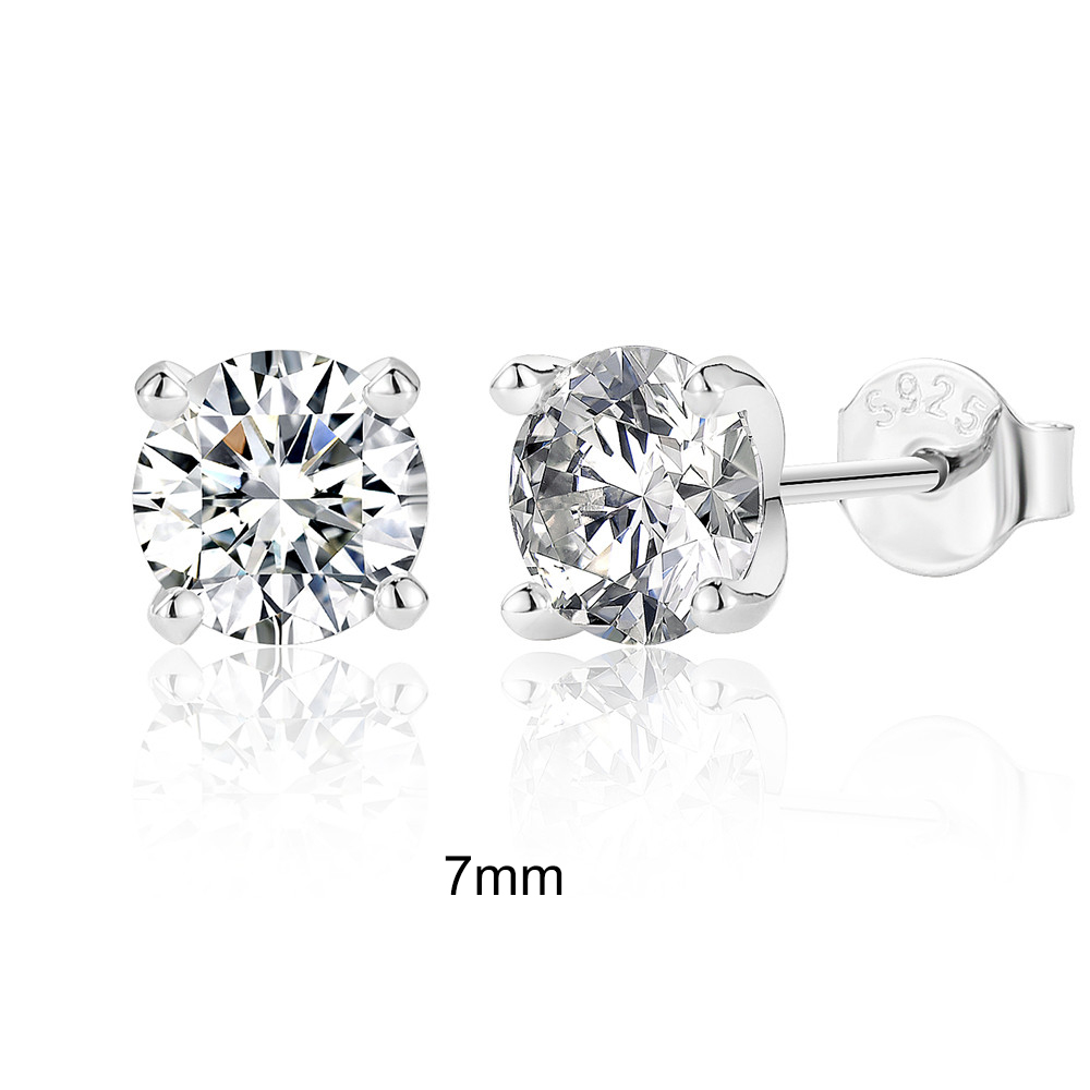 D Color Moissanite Ear Studs in Sterling Silver