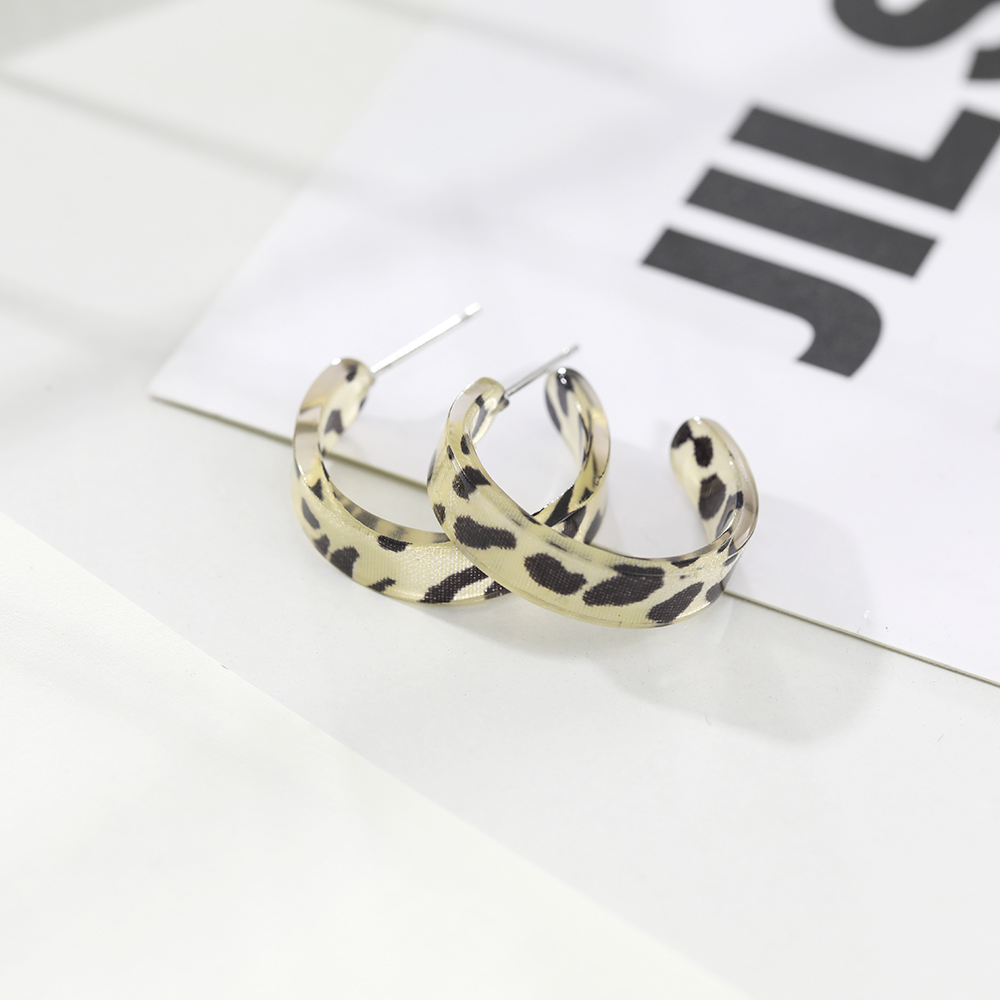 Korean Vintage Leopard Geometric Hoop Earrings