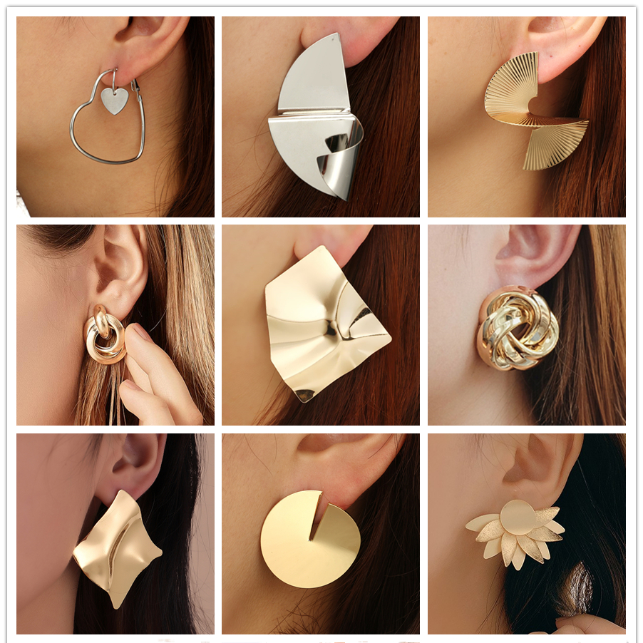 Handmade Irregular Metal Dangle Earrings - Geometric Design