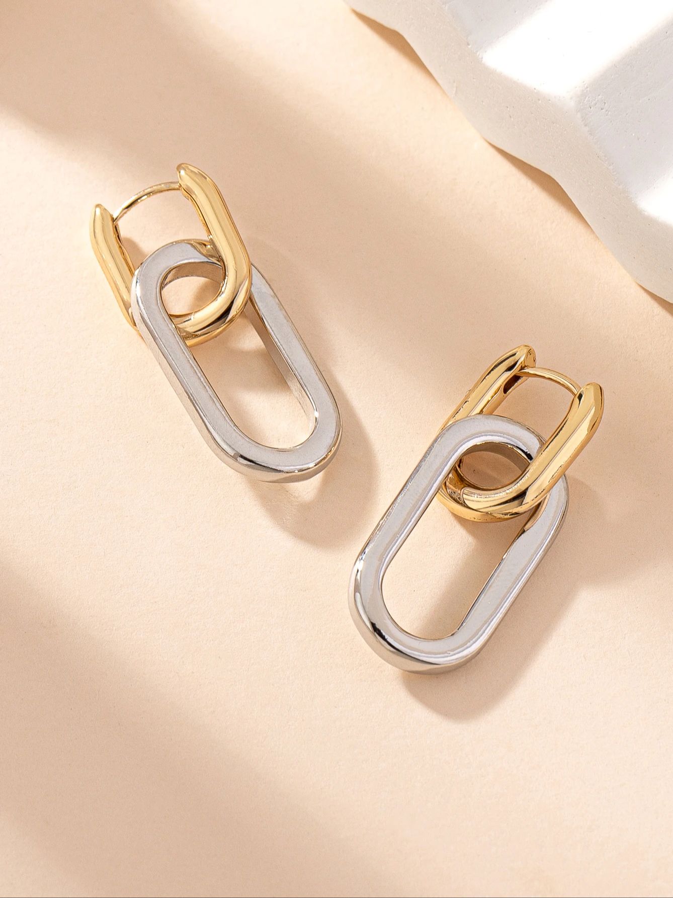 Gold Geometric Square Hoop Earrings for Women