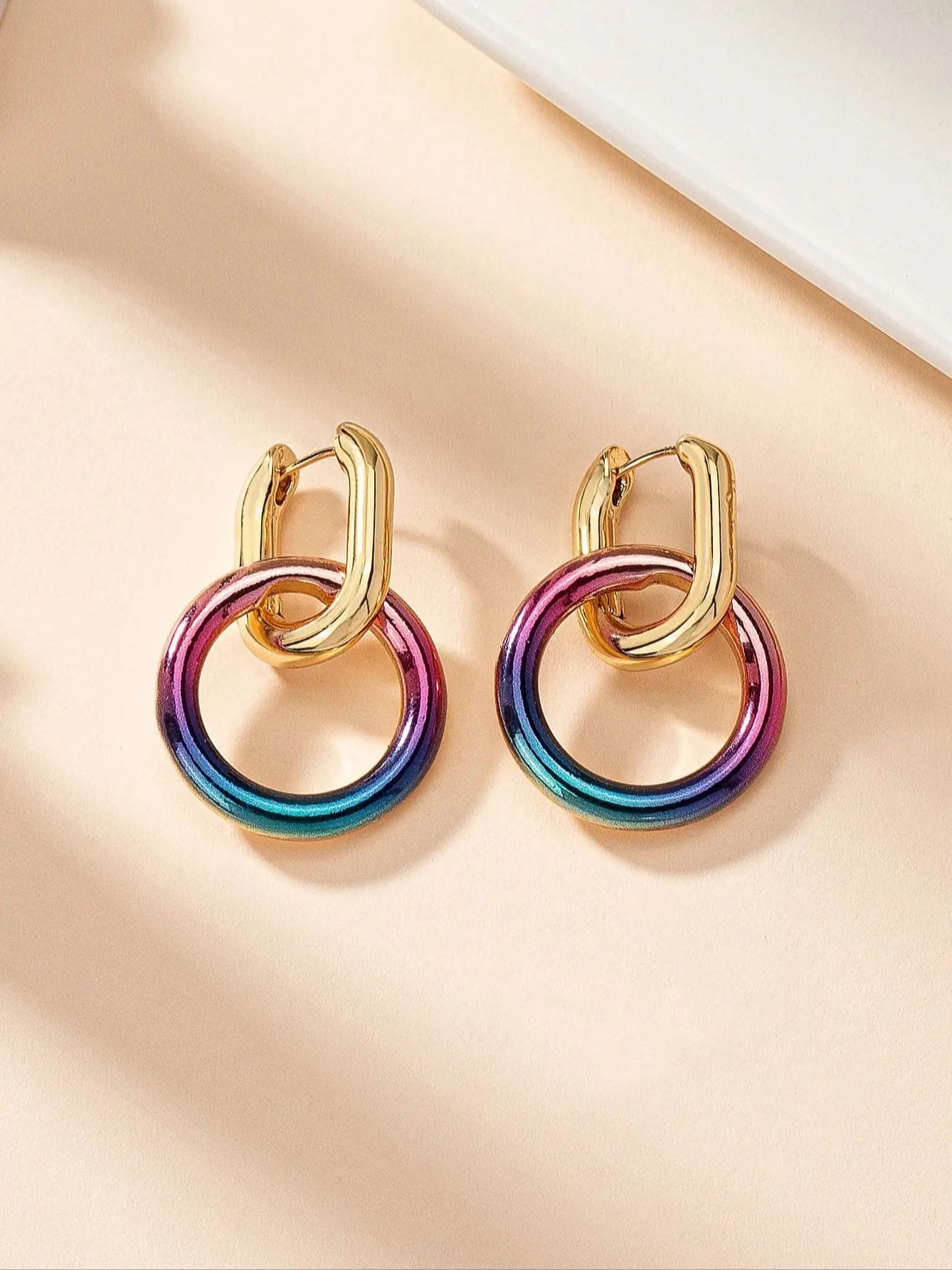 Gold Geometric Square Hoop Earrings for Women