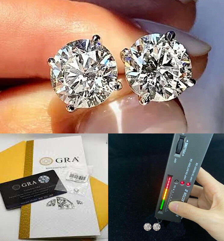 D Color VVS1 Moissanite Solitaire Stud Earrings