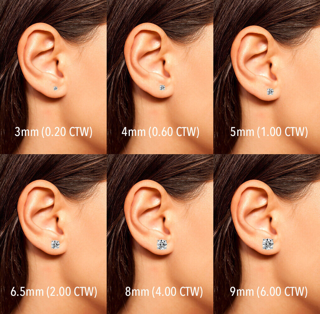 D Color VVS1 Moissanite Solitaire Stud Earrings