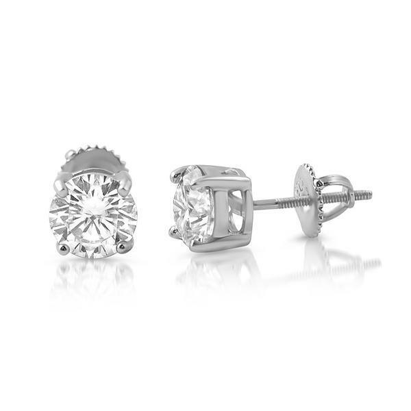 D Color VVS1 Moissanite Solitaire Stud Earrings
