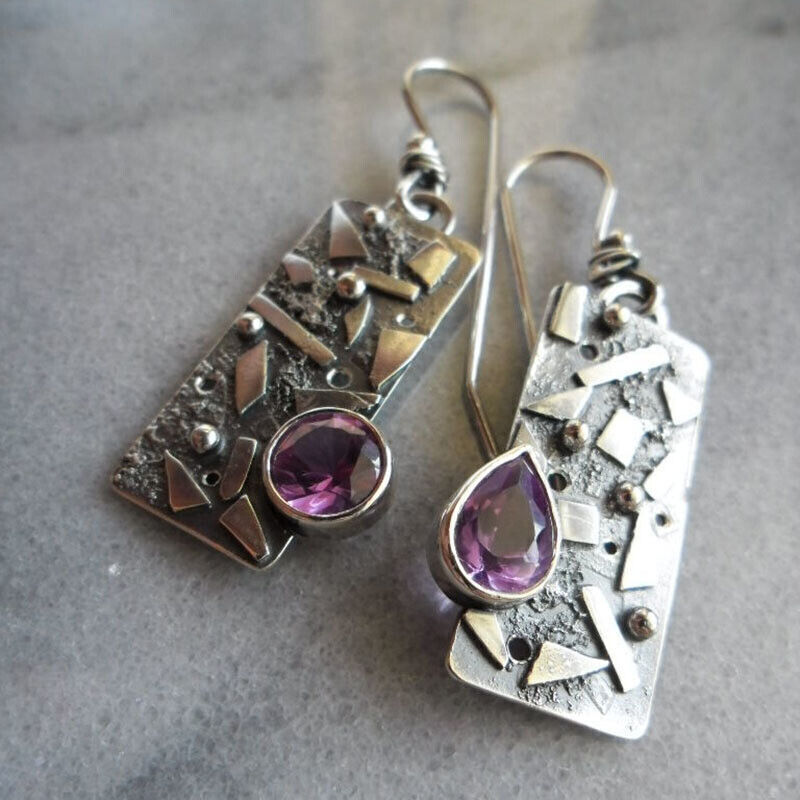 Boho Vintage 925 Silver Drop Dangle Earrings