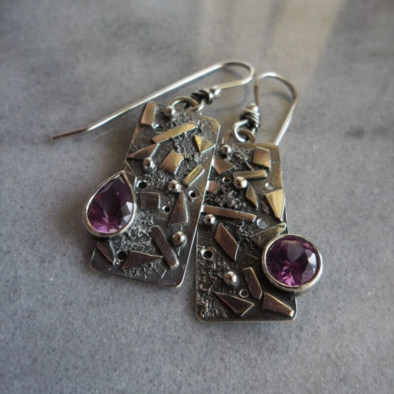 Boho Vintage 925 Silver Drop Dangle Earrings