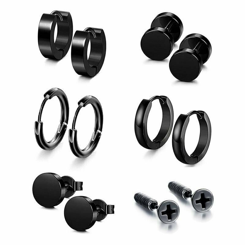 16 Pack Stainless Steel Punk Hoop Earrings Set