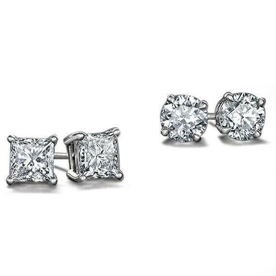 Sterling Silver Round CZ Stud Earrings Set