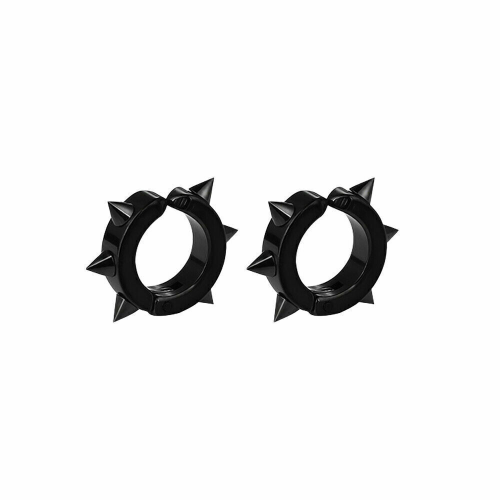 Gothic Titanium Hoop Magnetic Stud Earrings