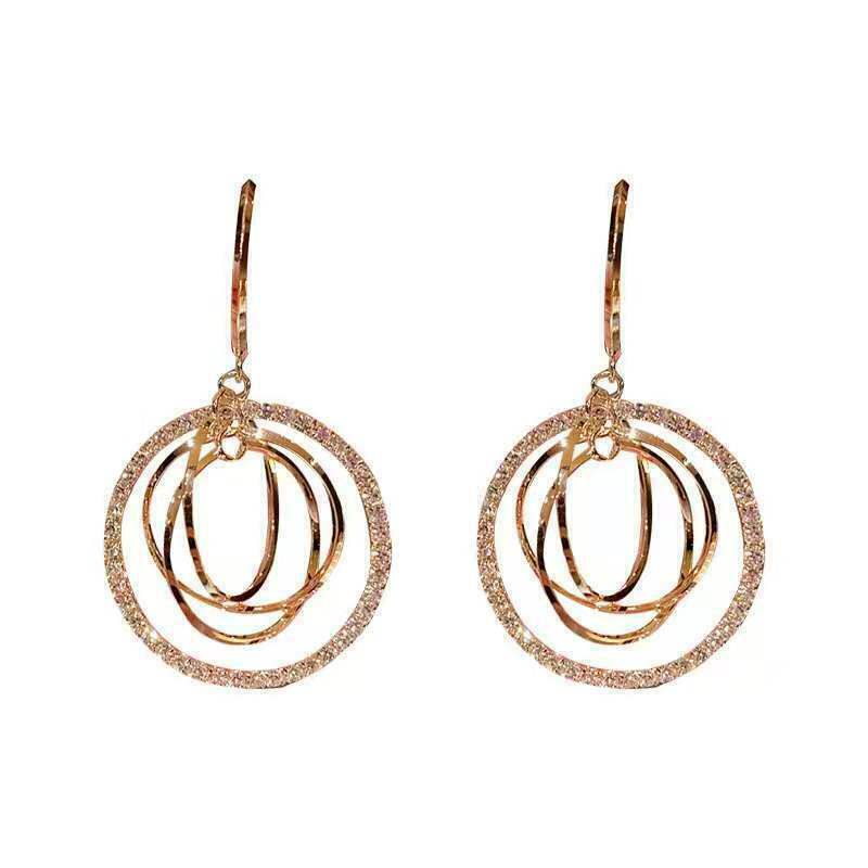 Gold Crystal Hoop Drop Earrings for Women