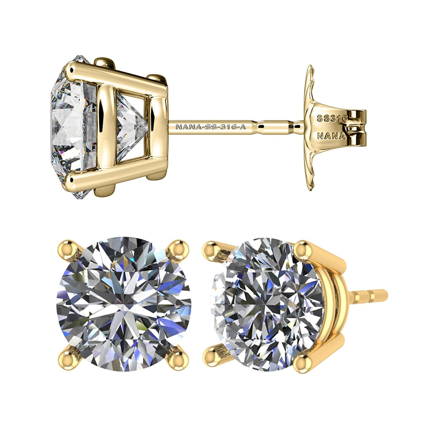 NANA Round Sterling Silver Simulated Stud Earrings