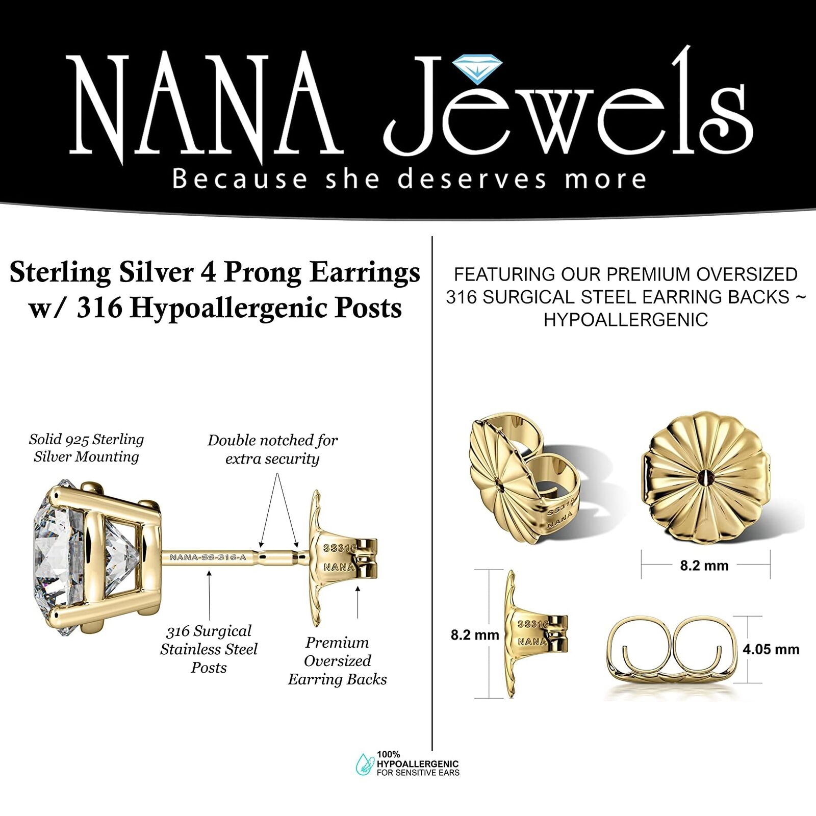 NANA Round Sterling Silver Simulated Stud Earrings