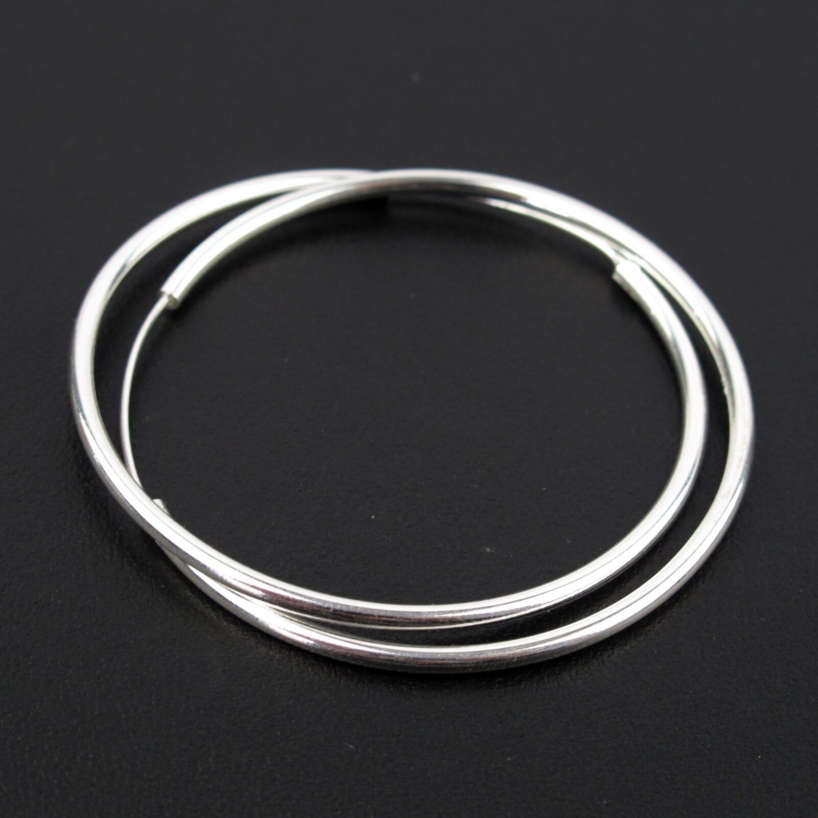 Large 925 Silver Plated Thin Hoop Earrings