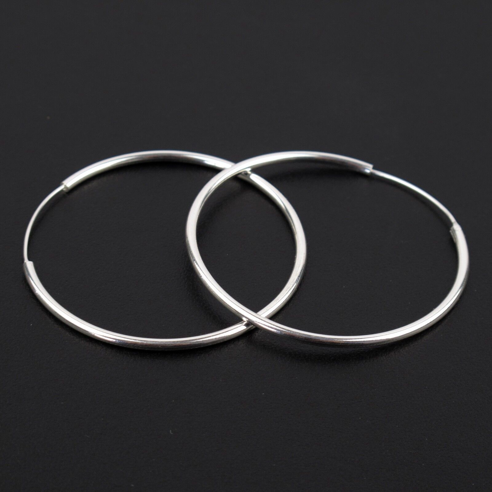 Large 925 Silver Plated Thin Hoop Earrings