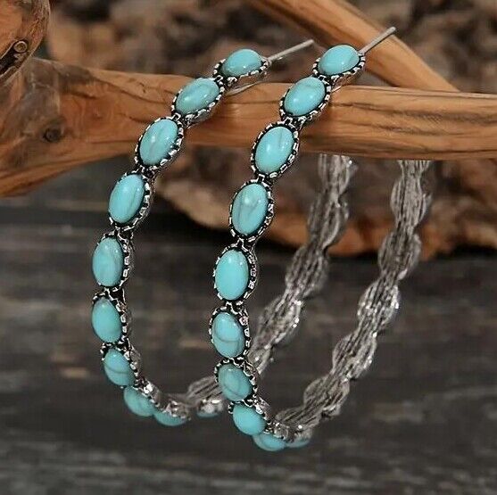 Trendy Blue Turquoise Handmade Earrings for Women