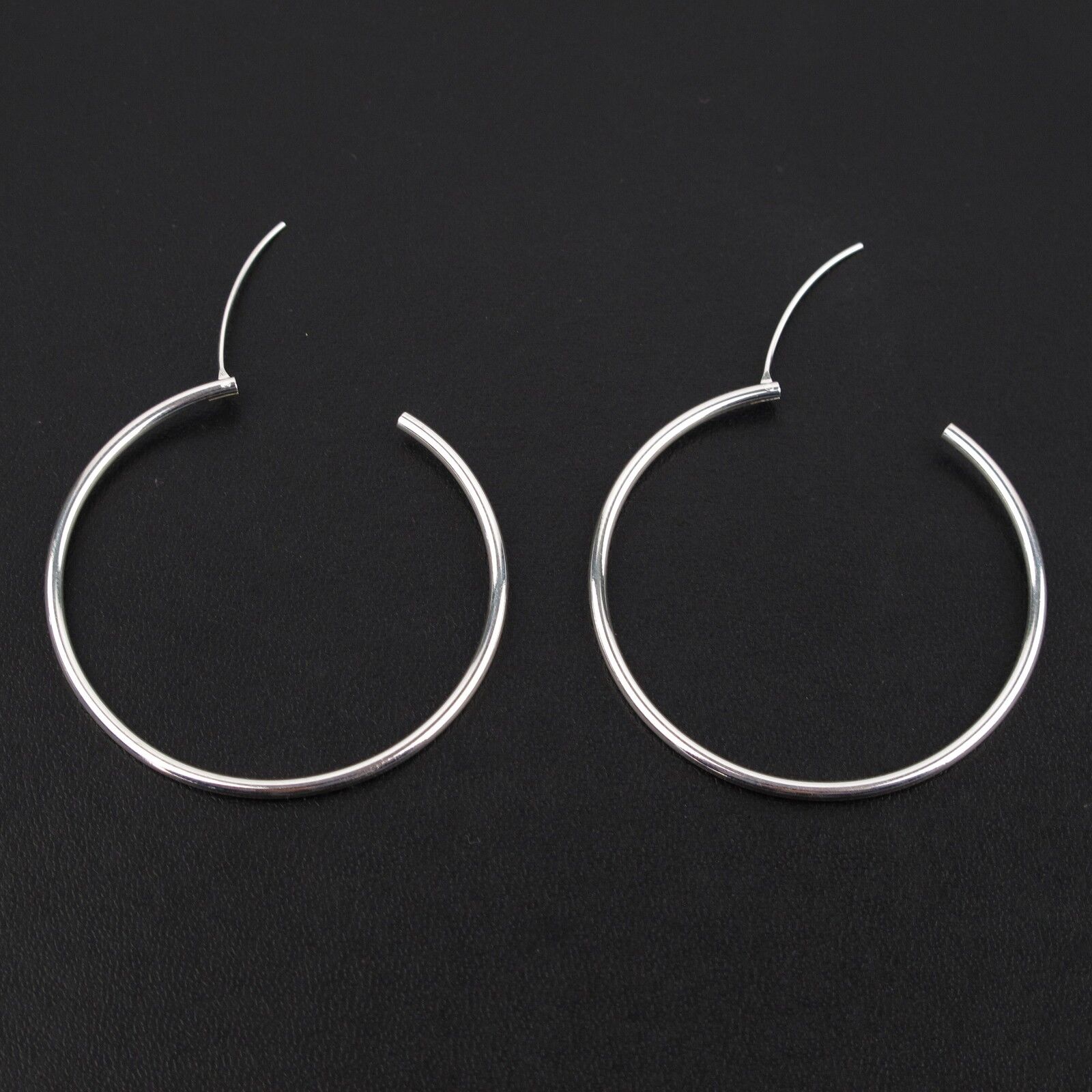 Large 925 Silver Plated Thin Hoop Earrings
