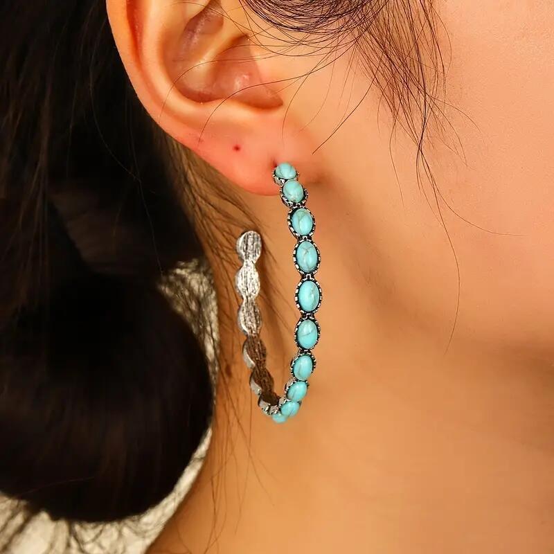 Trendy Blue Turquoise Handmade Earrings for Women