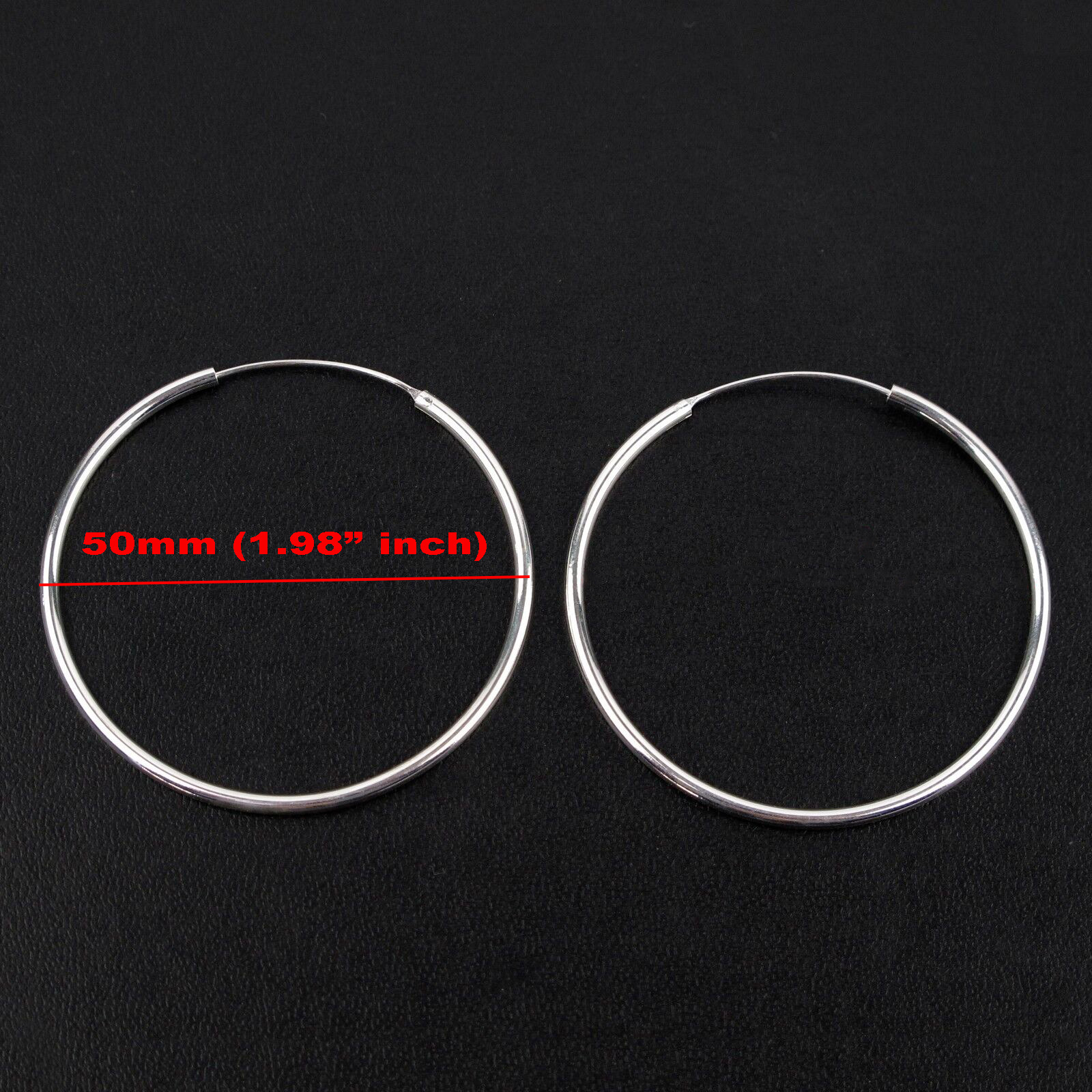 Large 925 Silver Plated Thin Hoop Earrings