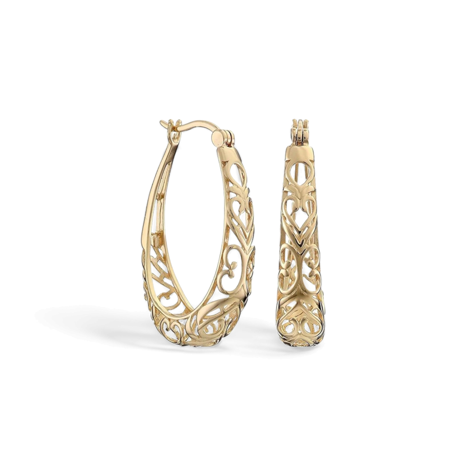 Gold Plated Medium Hoop Dangle Earrings for Women