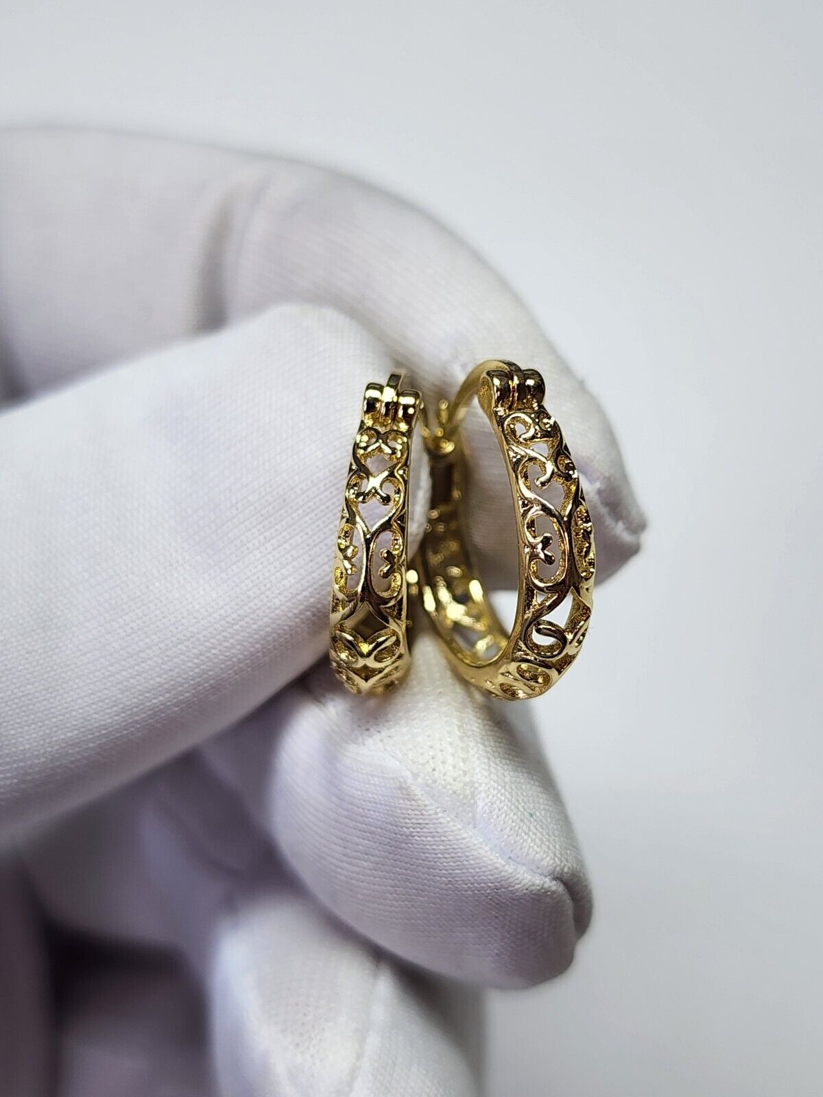 Gold Plated Medium Hoop Dangle Earrings for Women