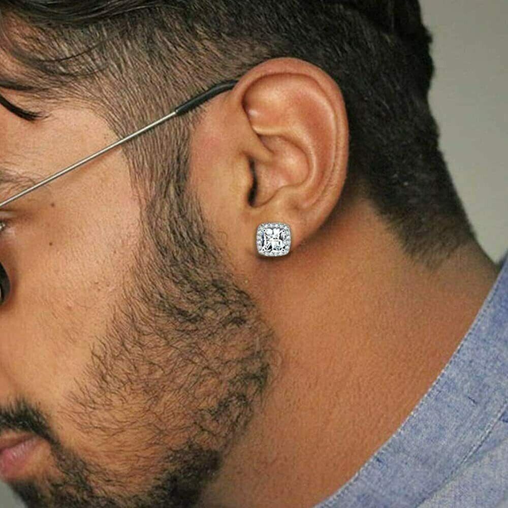 Sterling Silver Cubic Zirconia Halo Stud Earrings