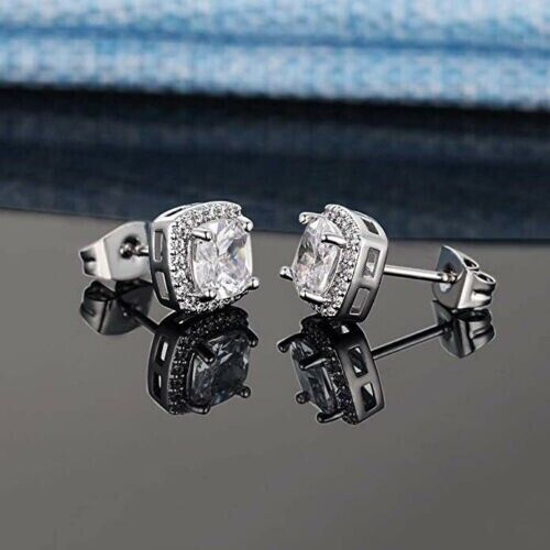Sterling Silver Cubic Zirconia Halo Stud Earrings
