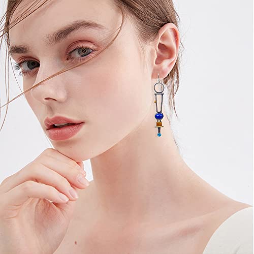 Boho Geometric Turquoise Dangle Earrings for Women