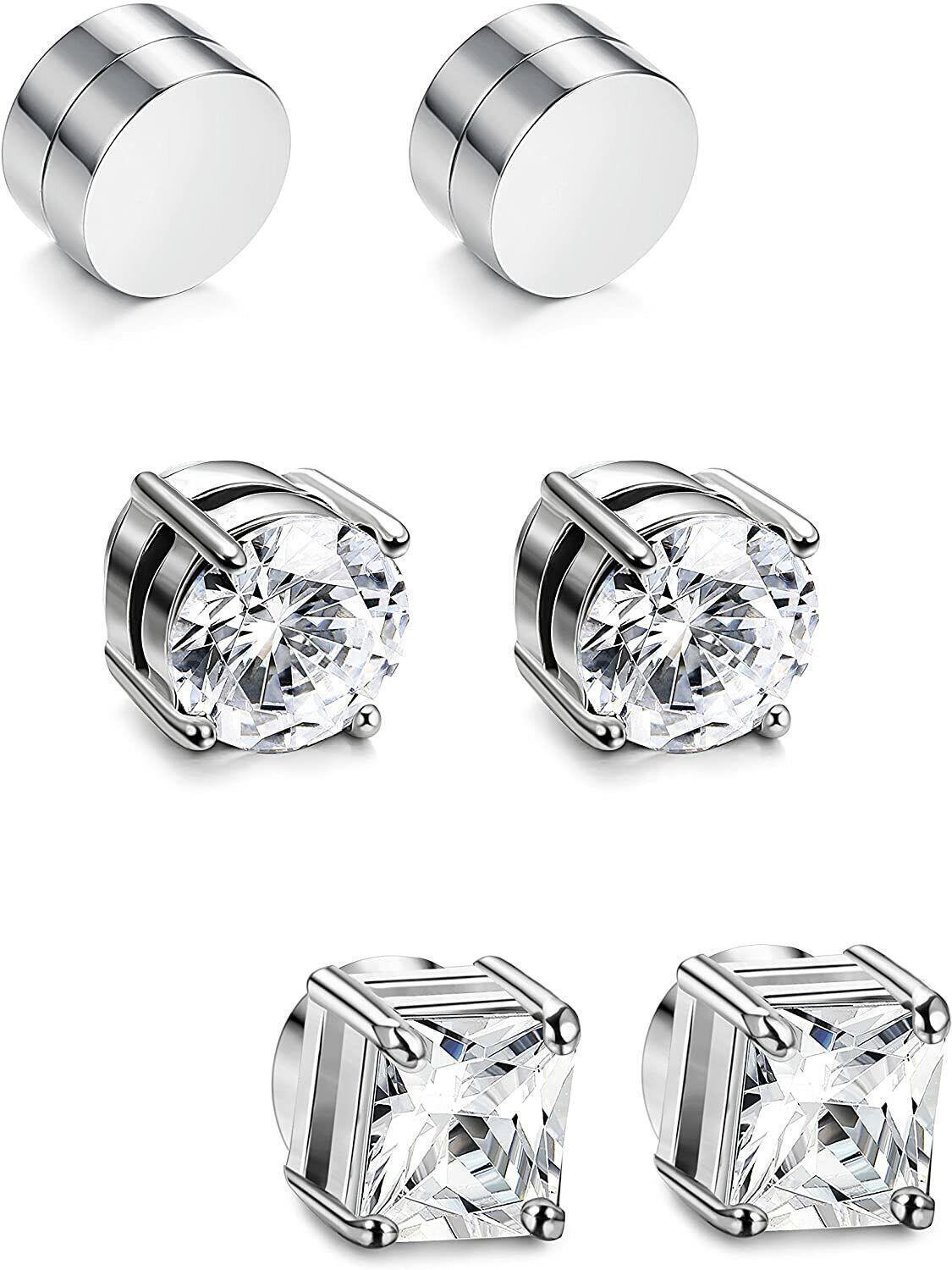 3 Pairs Stainless Steel Magnetic Clip-On Earrings