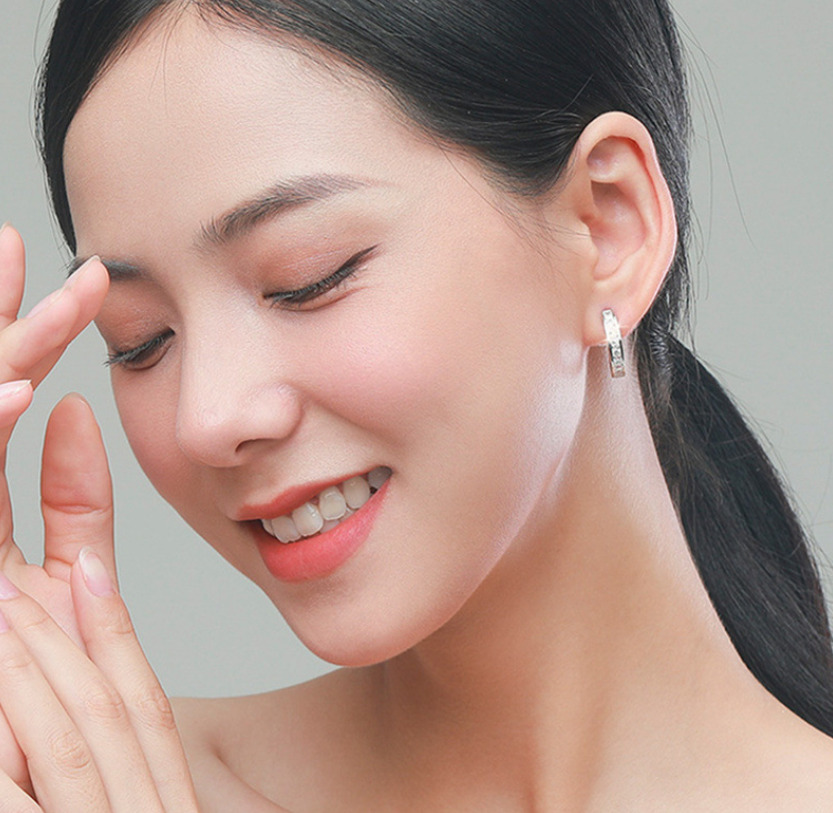 Sterling Silver Square CZ Huggie Hoop Earrings