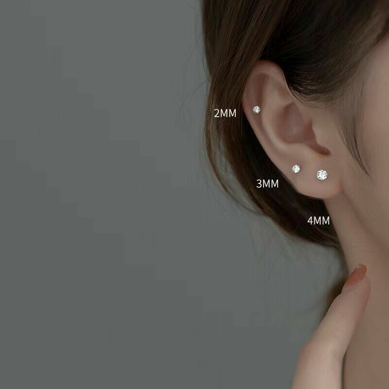 Sterling Silver Round Cubic Zirconia Stud Earrings